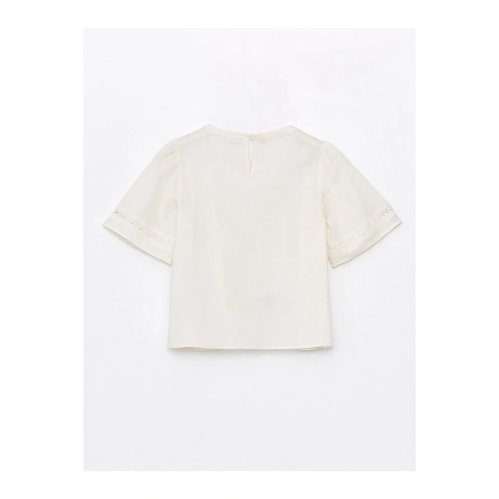 Bisiklet Yaka Fisto Detaylı Kısa Kollu Kız Çocuk Bluz