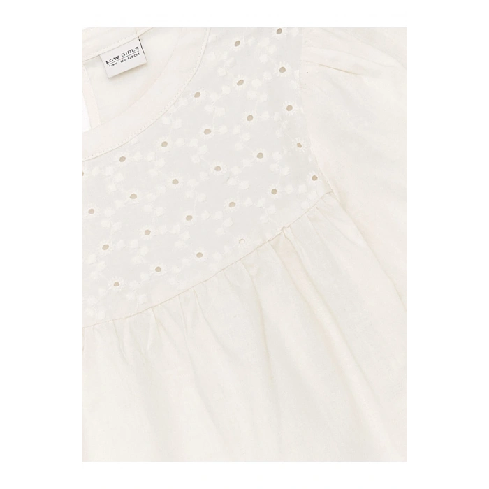 Bisiklet Yaka Fisto Detaylı Kısa Kollu Kız Çocuk Bluz