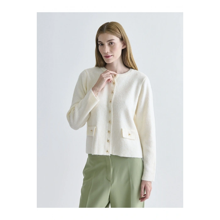 Bisiklet Yaka Kadın Triko Hırka