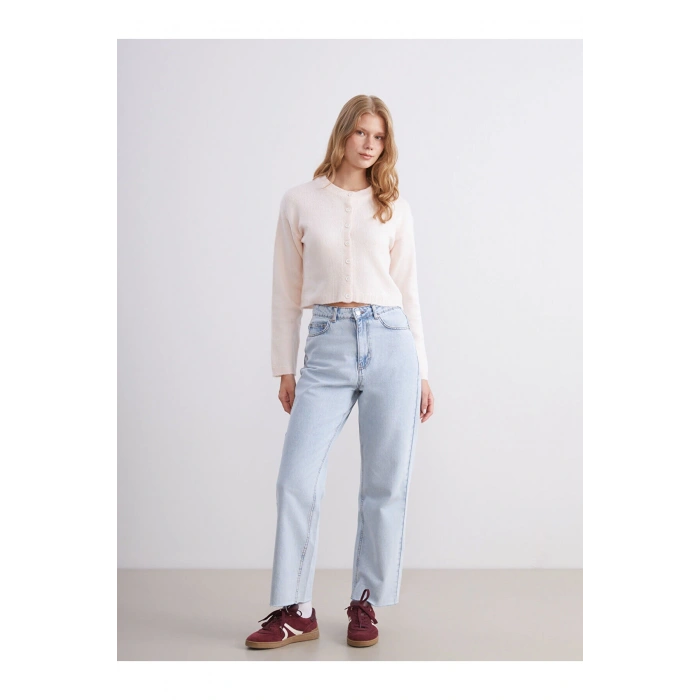 Bisiklet Yaka Kadın Triko Hırka