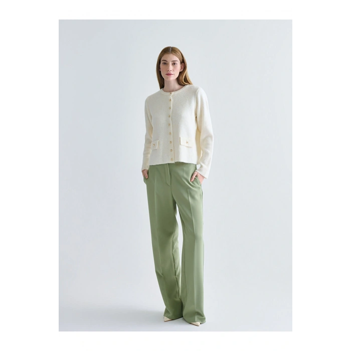 Bisiklet Yaka Kadın Triko Hırka