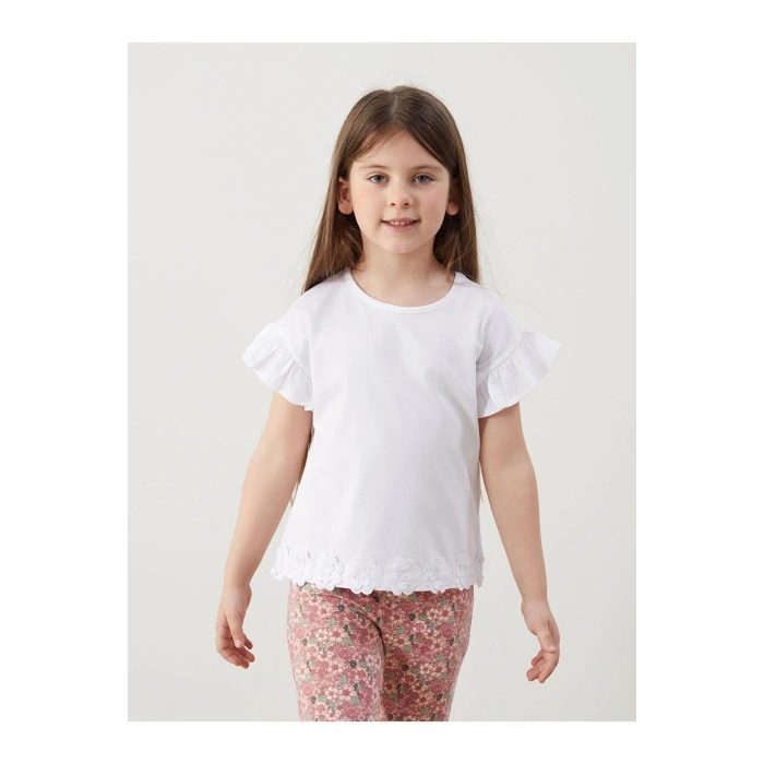 Bisiklet Yaka Kısa Kollu Basic Kız Çocuk Tişört (S5)