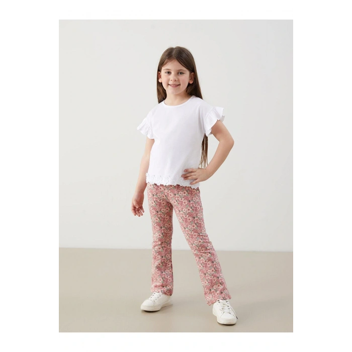 Bisiklet Yaka Kısa Kollu Basic Kız Çocuk Tişört (S5)