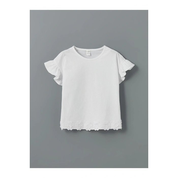 Bisiklet Yaka Kısa Kollu Basic Kız Çocuk Tişört (S5)