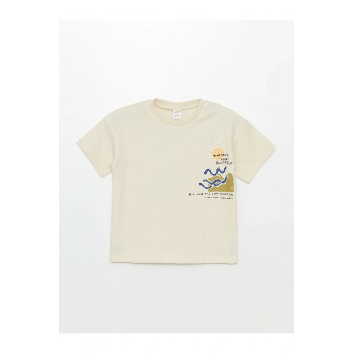 Bisiklet Yaka Kısa Kollu Baskılı Erkek Bebek Tişört