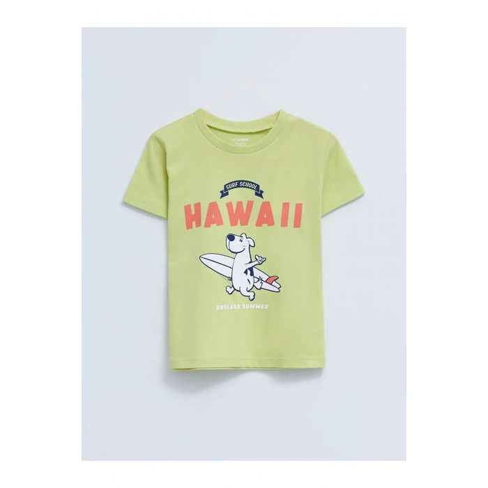 Bisiklet Yaka Kısa Kollu Baskılı Erkek Bebek Tişört