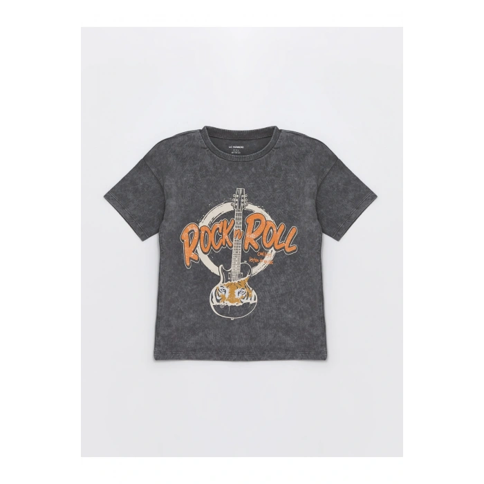 Bisiklet Yaka Kısa Kollu Baskılı Erkek Bebek Tişört