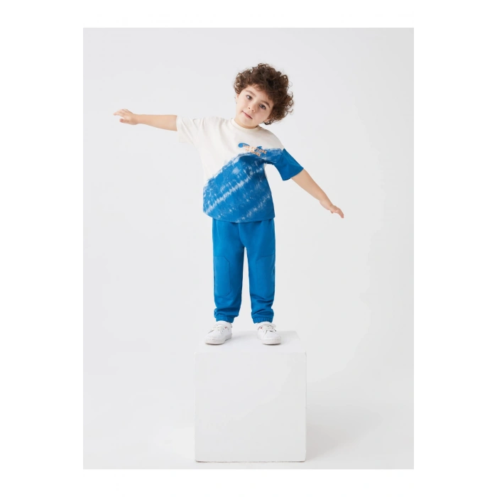 Bisiklet Yaka Kısa Kollu Baskılı Erkek Bebek Tişört Ve Eşofman Alt 2li Takım