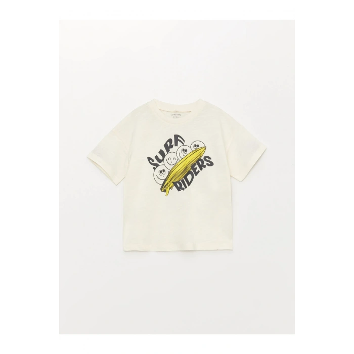 Bisiklet Yaka Kısa Kollu Baskılı Erkek Bebek Tişört Ve Pantolon 3lü Takım