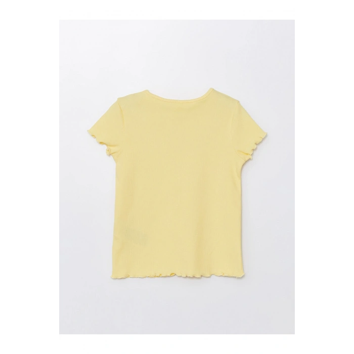 Bisiklet Yaka Kısa Kollu Baskılı Kız Bebek Tişört