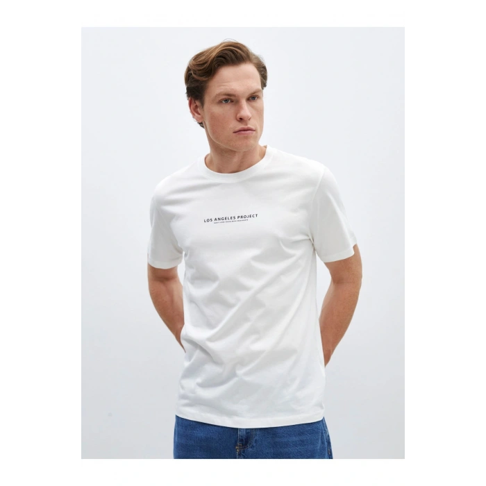 Bisiklet Yaka Kısa Kollu Baskılı Penye Erkek Tişört