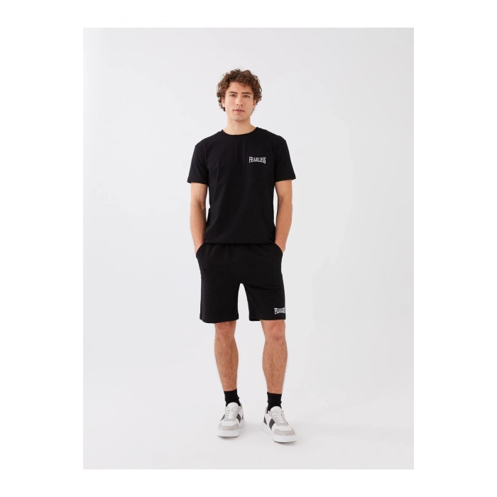 Bisiklet Yaka Kısa Kollu Baskılı Penye Erkek Tişört