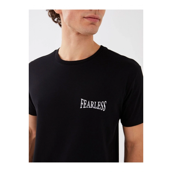 Bisiklet Yaka Kısa Kollu Baskılı Penye Erkek Tişört