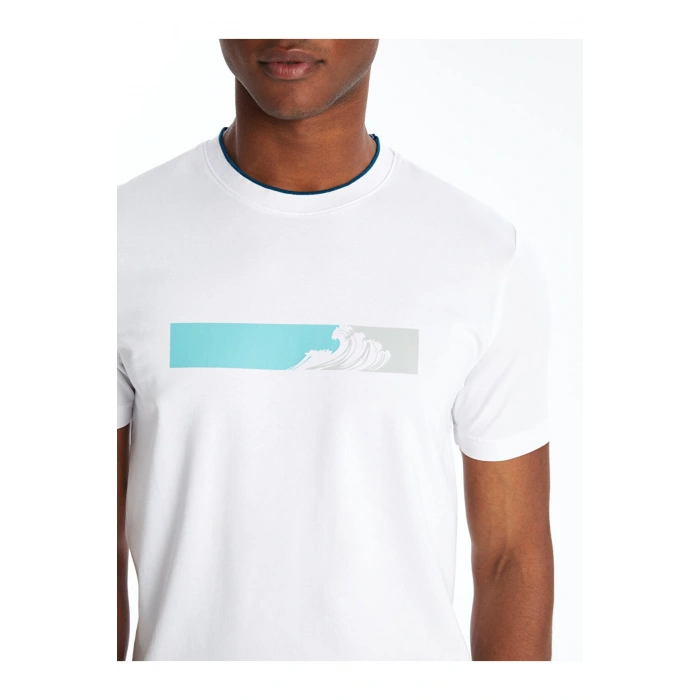 Bisiklet Yaka Kısa Kollu Baskılı Penye Erkek Tişört