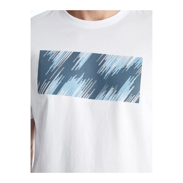 Bisiklet Yaka Kısa Kollu Baskılı Penye Erkek Tişört