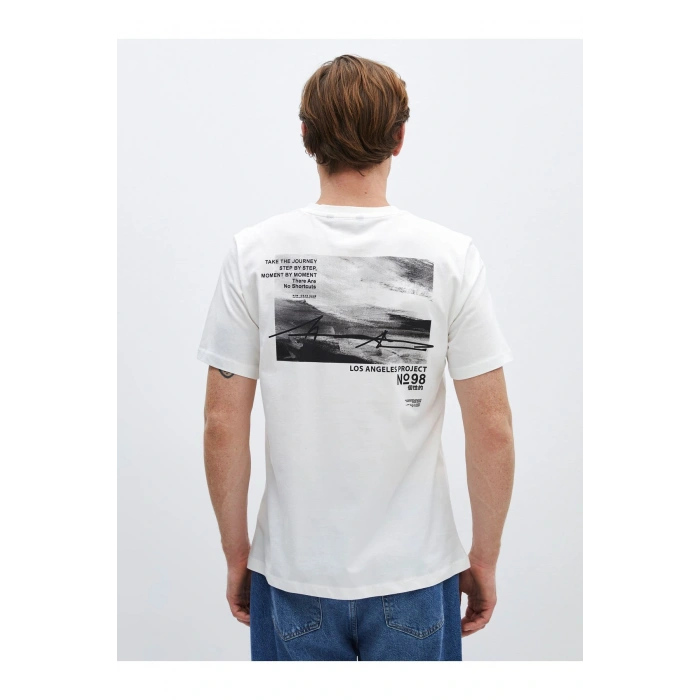 Bisiklet Yaka Kısa Kollu Baskılı Penye Erkek Tişört