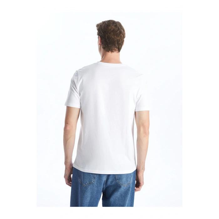 Bisiklet Yaka Kısa Kollu Baskılı Penye Erkek Tişört