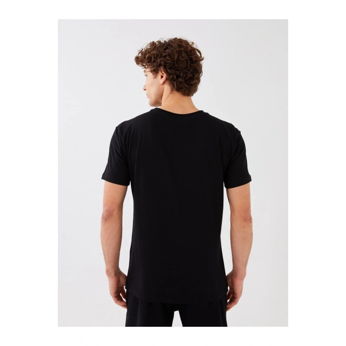 Bisiklet Yaka Kısa Kollu Baskılı Penye Erkek Tişört