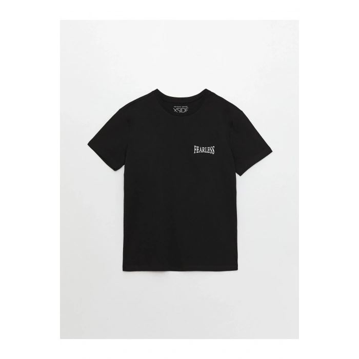 Bisiklet Yaka Kısa Kollu Baskılı Penye Erkek Tişört