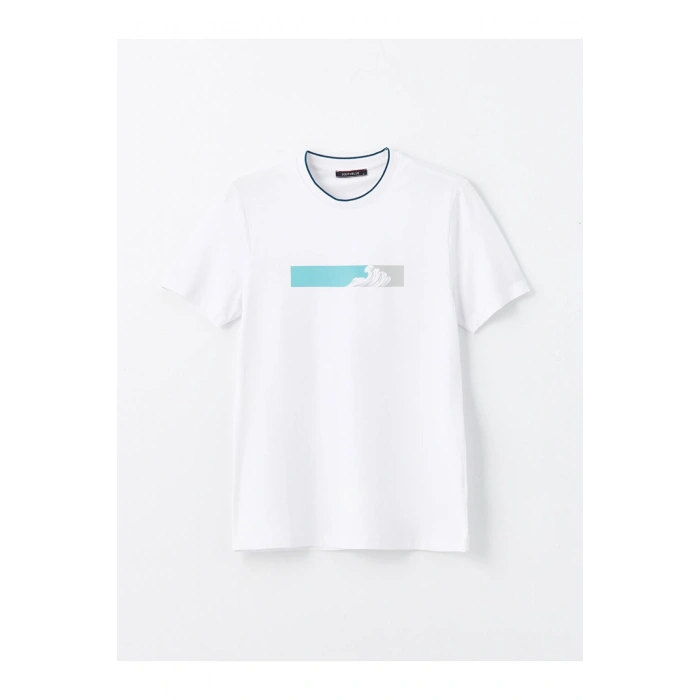 Bisiklet Yaka Kısa Kollu Baskılı Penye Erkek Tişört