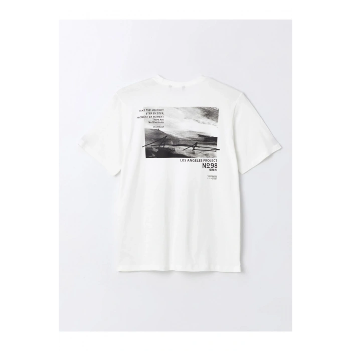 Bisiklet Yaka Kısa Kollu Baskılı Penye Erkek Tişört