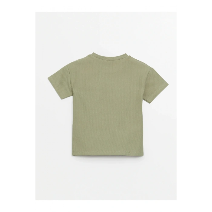 Bisiklet Yaka Kısa Kollu Dokulu Kumaş Basic Erkek Bebek Tişört