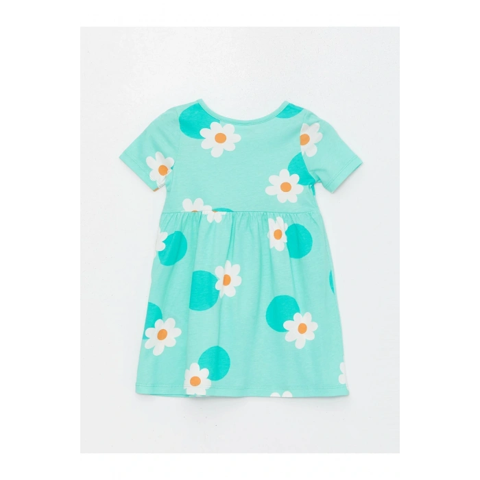 Bisiklet Yaka Kısa Kollu Kız Bebek Elbise