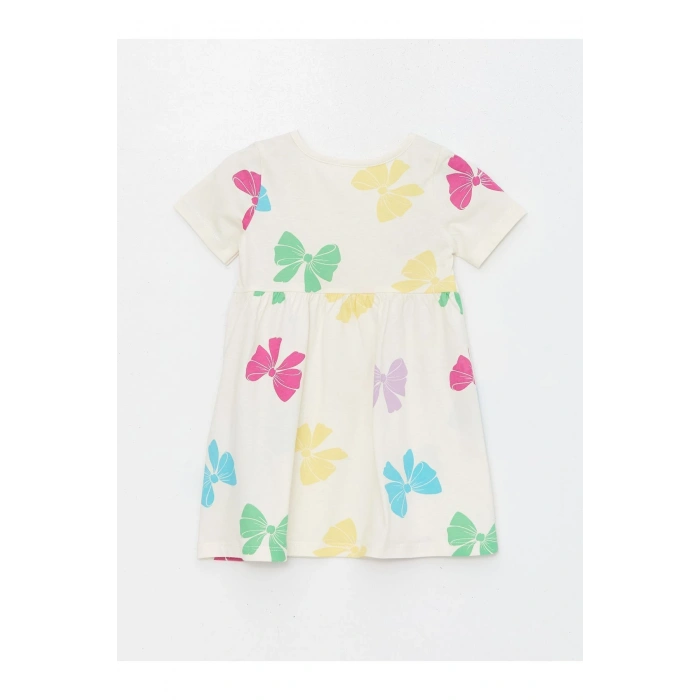 Bisiklet Yaka Kısa Kollu Kız Bebek Elbise