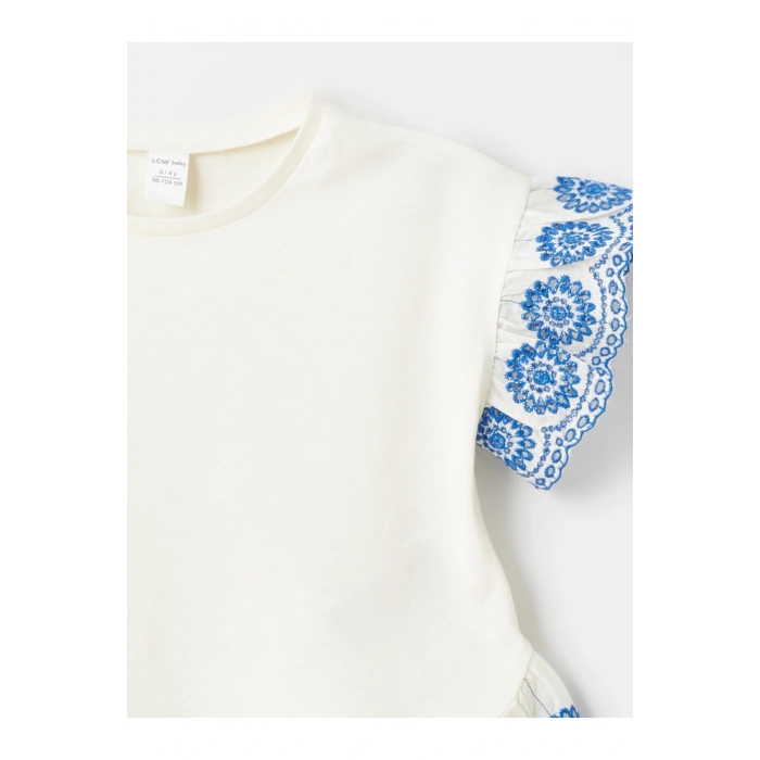 Bisiklet Yaka Kısa Kollu Kız Bebek Tişört