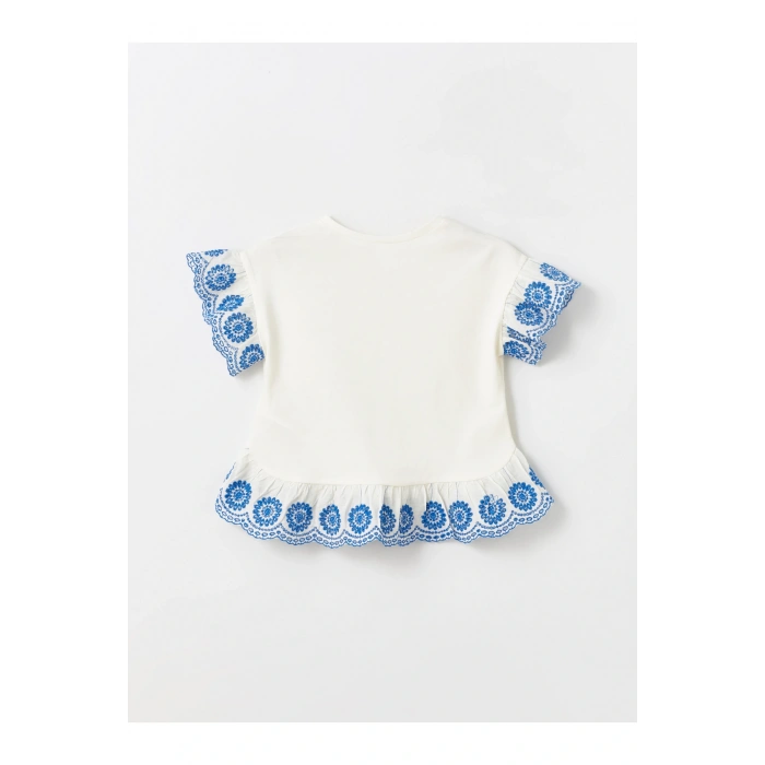 Bisiklet Yaka Kısa Kollu Kız Bebek Tişört