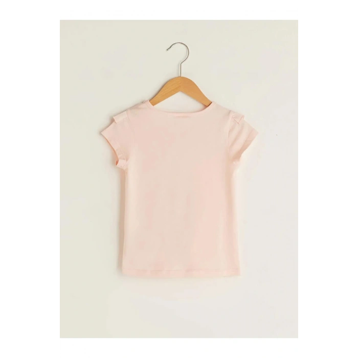 Bisiklet Yaka Kısa Kollu Pamuklu Kız Bebek Tişört ve Boya Kalemi