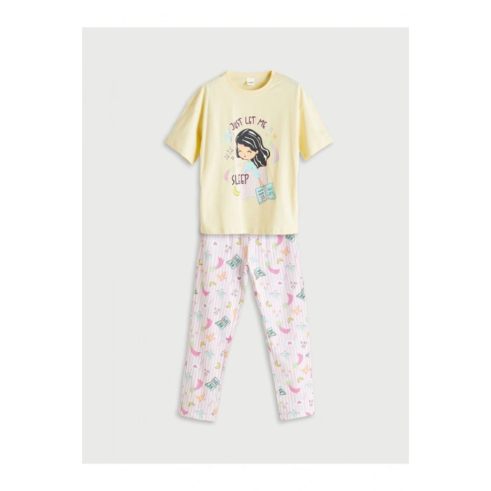 Bisiklet Yaka Kız Çocuk Pijama Takımı