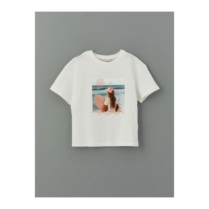 Bisiklet Yaka Kız Çocuk Tişört (S5)