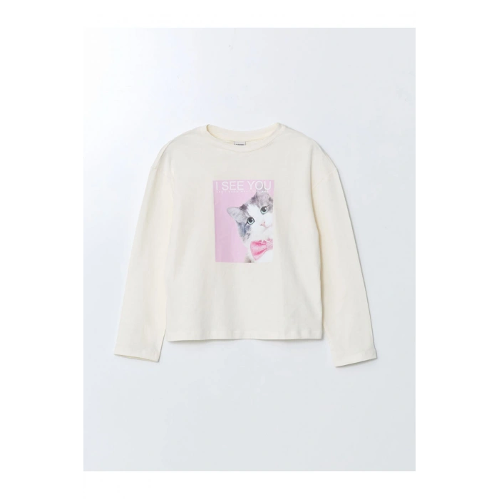 Bisiklet Yaka Kiz Cocuk Tisort - W4L236Z4