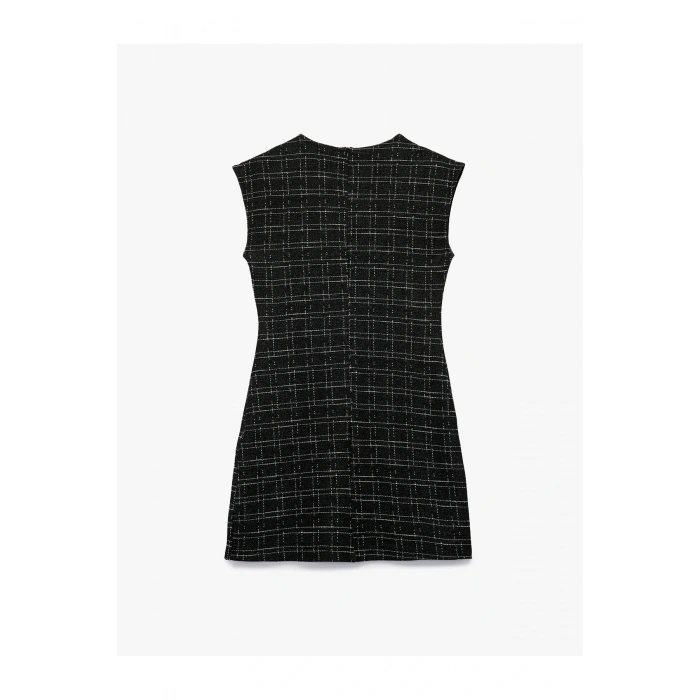 Bisiklet Yaka Kolsuz Tüvit Mini Elbise