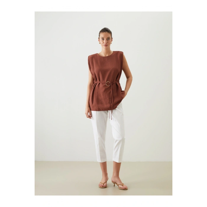 Bisiklet Yaka Kuşaklı Bluz