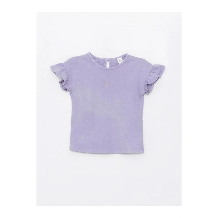 Bisiklet Yaka Nakışlı Kız Bebek Tişört