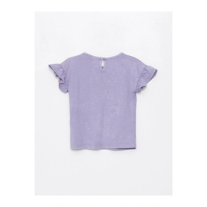 Bisiklet Yaka Nakışlı Kız Bebek Tişört