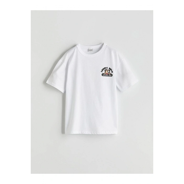 Bisiklet Yaka Nostaljik Maymun Baskılı Erkek Çocuk Tişört