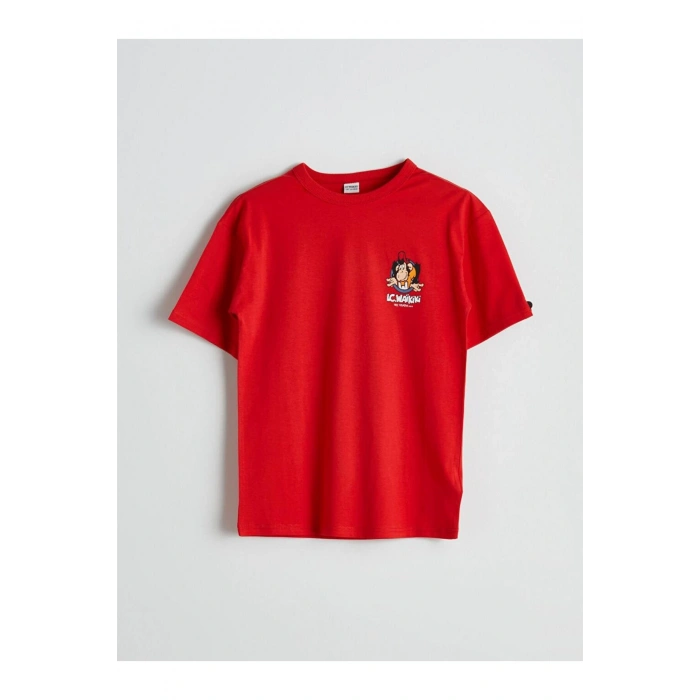 Bisiklet Yaka Nostaljik Maymun Baskılı Erkek Çocuk Tişört