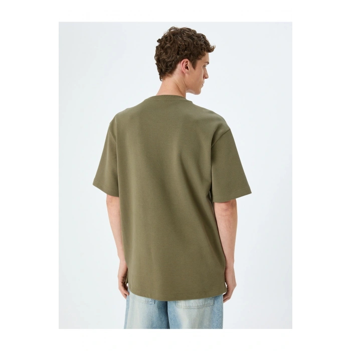 Bisiklet Yaka Pamuklu Pike Tok Kumaş Kısa Kollu Oversize Tişört