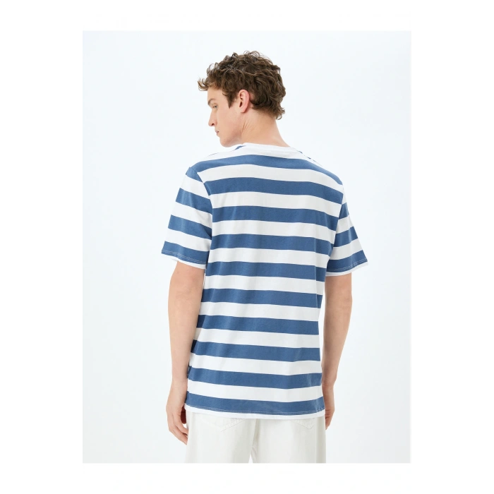 Bisiklet Yaka Pamuklu Regular Fit Kısa Kollu Çizgili Tişört