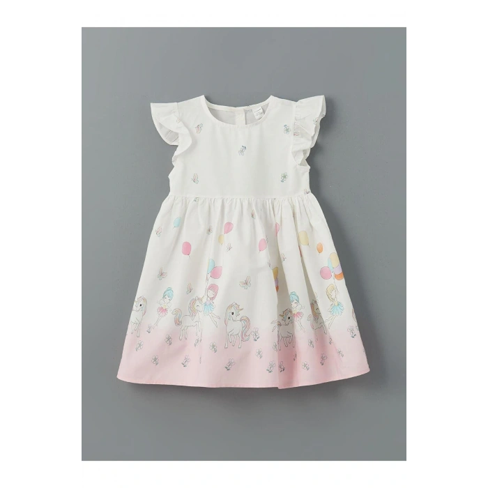 Bisiklet Yaka Poplin Kız Çocuk Elbise (S5)