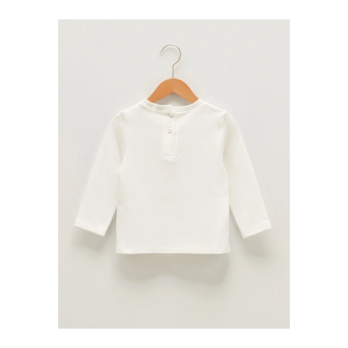 Bisiklet Yaka Uzun Kol Baskılı Kız Bebek Tişört