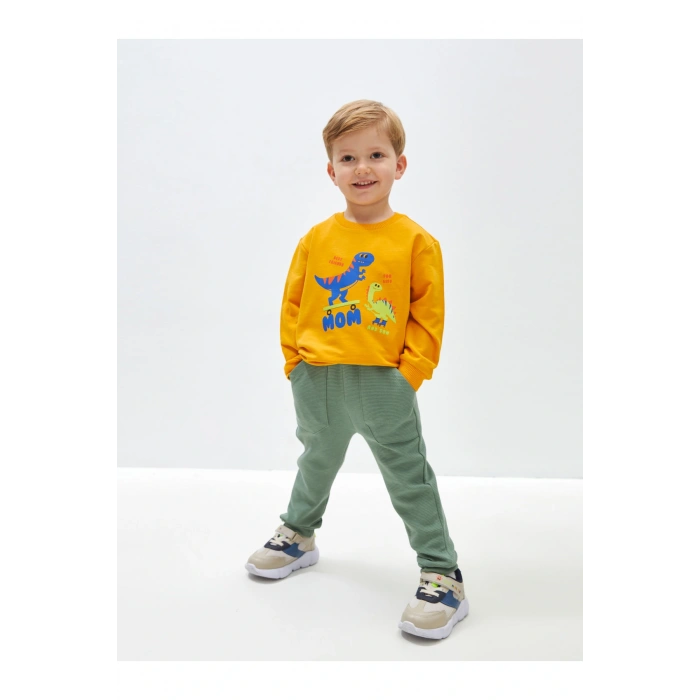 Bisiklet Yaka Uzun Kollu Baskılı Erkek Bebek Sweatshirt