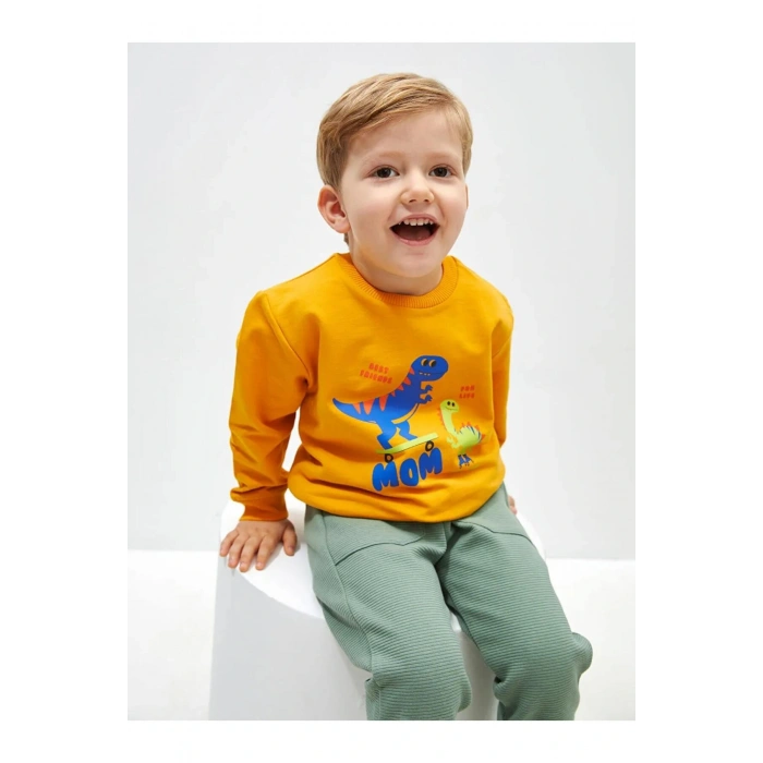 Bisiklet Yaka Uzun Kollu Baskılı Erkek Bebek Sweatshirt