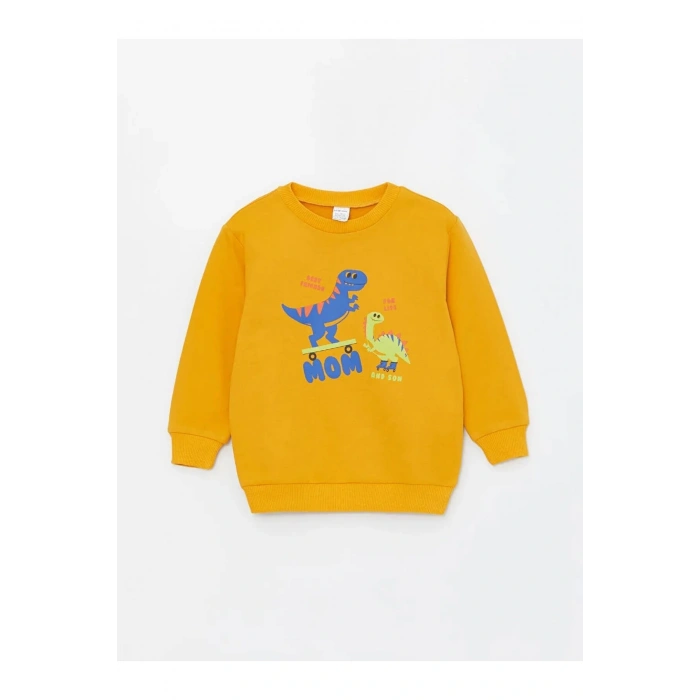 Bisiklet Yaka Uzun Kollu Baskılı Erkek Bebek Sweatshirt