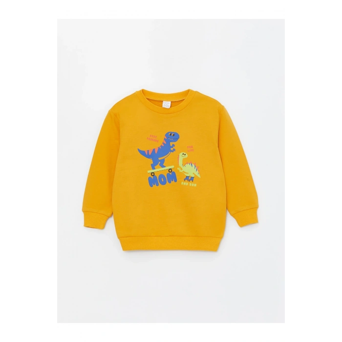 Bisiklet Yaka Uzun Kollu Baskılı Erkek Bebek Sweatshirt