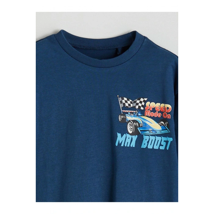 Bisiklet Yaka Uzun Kollu Baskılı Erkek Çocuk Tişört (W5)