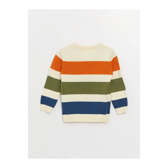 Bisiklet Yaka Uzun Kollu Çizgili Erkek Bebek Triko Kazak